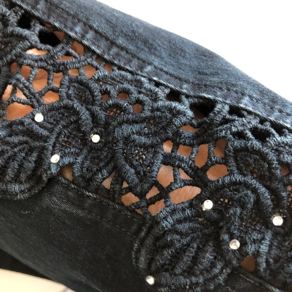 VARIATIONS Y2K high waisted Black Women’s XL Jeans Cutout Leg Detail Rhin… - Picture 2 of 13